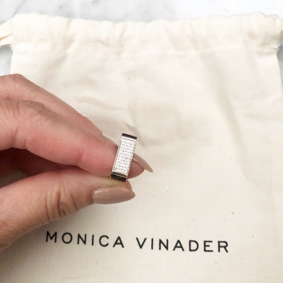 Monica Vinader RP Signature Wide Diamond 18ct Rose Gold Plated Vermeil Ring 4.25 - Picture 7 of 10